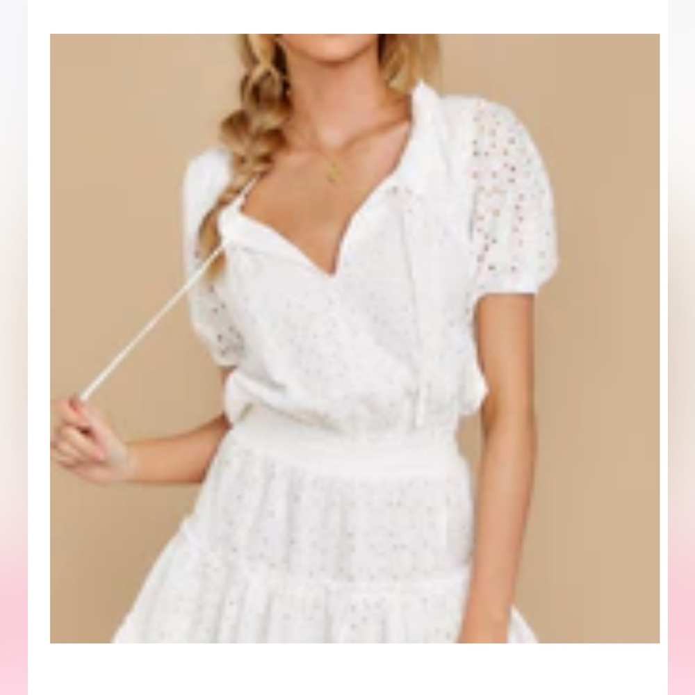 Red Dress Boutique White Eyelet Dress, Size L